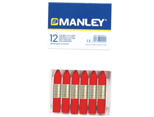 Lapis de cera manley 12 unidades vermelho escarlata , Manley , 22249 , 8414326045225